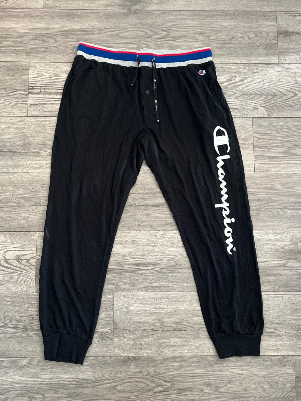 Champion Men's Rib Cuff Pajamas Sleep Pants Button Fly XL Drawstring Jogger